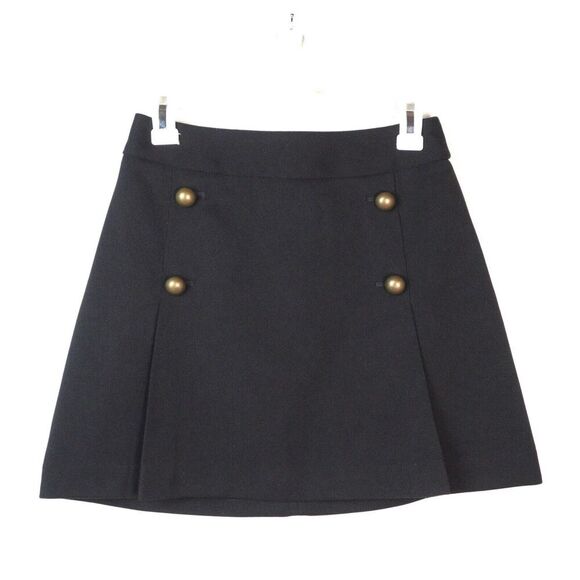 Express Pleated Mini Skirt Gold Buttoned Sz 2 EUC Party Going Out Goth Punk - Picture 1 of 6